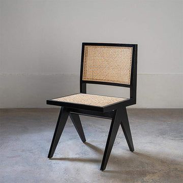 Modern Black Accent Chair with Rattan & Ash Wood-Richsoul-Chairs & Recliners,Furniture,Living Room Furniture